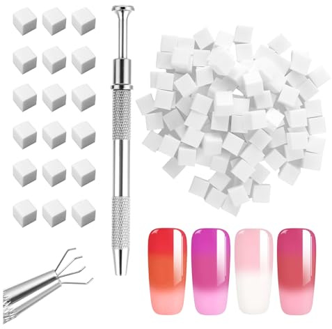 100 Pcs Nail Sponges for Ombre, Sponge Brush Applicator with Grab Pen, Gradient Nail Art Tool Set with Storage Case for Aura Blending Art, Home Salon Tech and Beginner Design Tools