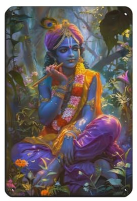 Lord Krishna Poster, Blechschild, Vintage, Metall, Pub, Club, Café, Bar, Zuhause, Wandkunst, Dekoration, Poster, Retro, 20 x 30 cm