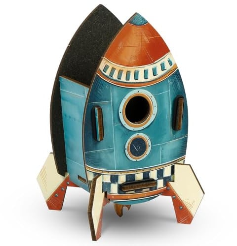 Werkhaus WE 2080 Stiftebox Rakete – großer Stiftehalter aus Holzwerkstoff, 4 Fächer Schreibtisch Organizer für Kinderzimmer Büro Schule Homeoffice - Made in Germany