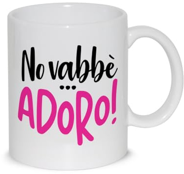 thedifferent Taza de desayuno con divertido diseño gráfico – No vabbe … Adoro – Leche café té Mug Relax idea regalo cumpleaños Navidad mamá abuela amiga