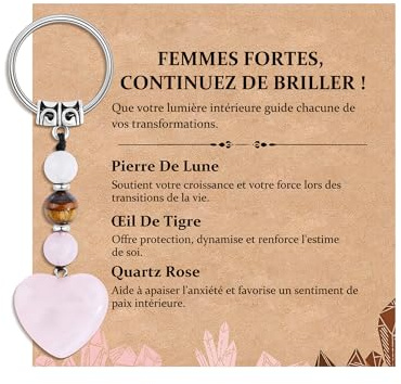 Seyaa Idee Cadeau Femme Porte Clef Coeur Pierre Naturelle Bijoux de Sac | Cadeau pour Femme Meilleure Amie Sœur Fille Collègue, Cadeau Femme Original Utile Anniversaire Noël