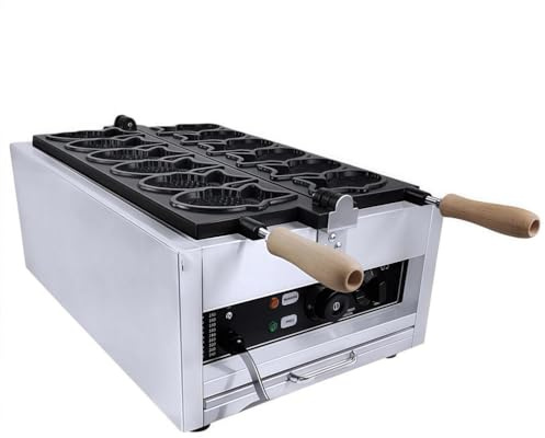 Fish Waffle Maker, Electric Fish-Shaped Waffle Iron with Non-Stick Plate, Stainless Steel Baker with 50-300℃ Temperature Control & 0-5 Min Timer