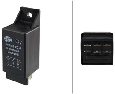 HELLA 5WG 002 450-291 Relay, Wipe-/wash Interval - 24V - 6-pin Connector - with Holder