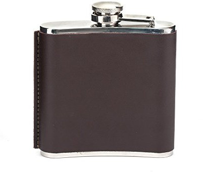 Kikkerland 6 oz Leder Flachmann, braun