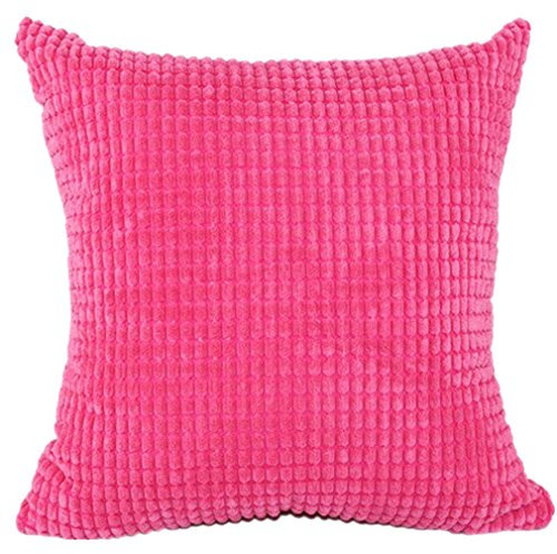 Nunubee Velours Côtelé Housse de Coussin Moderne Scandinave Coton Taie d'oreiller de Décoration de la Maison Voiture Lit Canapé, 65 x 65 cm Rose
