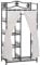 HOMCOM Armoire penderie Multi rangements 5 étagères 84L x 42l x 159H cm métal Noir Motif Fleurs 2 Rideaux Blanc