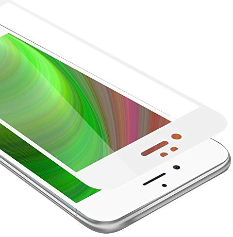 Cadorabo Vollbild Panzer Folie kompatibel mit Apple iPhone 7 PLUS / 7S PLUS / 8 PLUS - Schutzfolie in TRANSPARENT mit WEIß - Gehärtetes (Tempered) Display-Schutzglas in 9H Härte mit 3D Touch