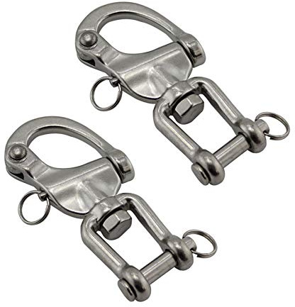 NRC&XRC Pair 2-3/4in(70mm) Jaw Swivel Snap Shackle 316 Stainless Steel for Sailboat Spinnaker Halyard &Diving