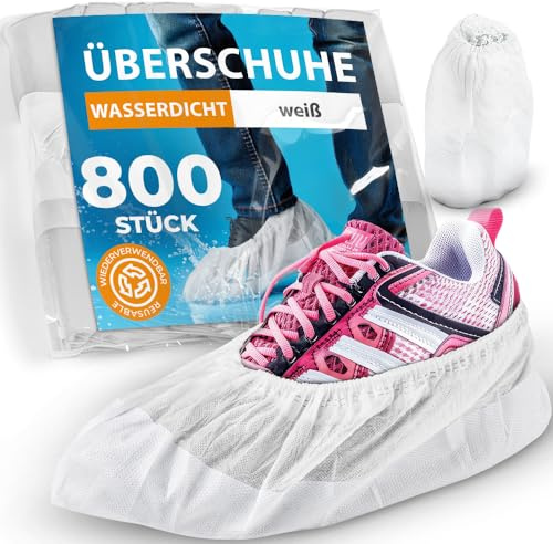 ISC Hygiene & Safety Schuhüberzieher – Rutschfest, 800 Stk., Weiß | Überschuhe, Einweg Mehrweg, Wasserdicht, Extra Stark, Reißfest, Durchriebsicher, Indoor Outdoor