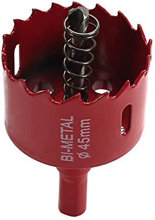 Utoolmart Sierra de perforación bimetálica de 45 mm Cortador profesional de brocas de acero inoxidable Profundidad de apertura de 25 mm con mango triangular