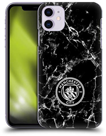 Head Case Designs Officially Licensed Manchester City Man City FC Black White Mono Marble Badge Hard Back Case Compatible With Apple iPhone 11