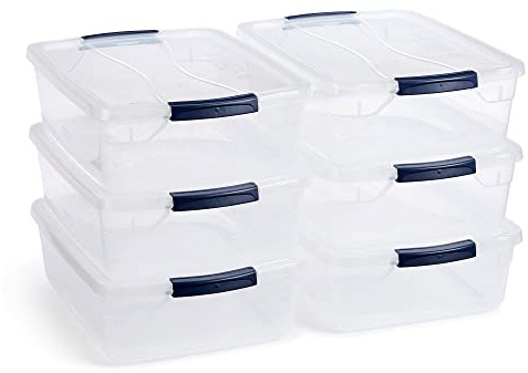 Rubbermaid Cleverstore 17 Qt Clear Storage Bins with Lids, 6-Pack, Stackable, BPA-Free, Made in USA