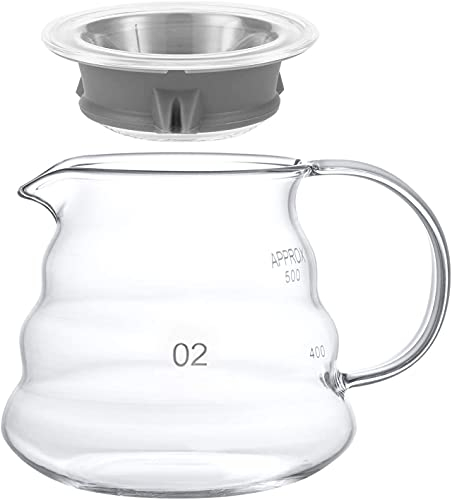 Teiera in vetro da 600 ml, con coperchio ermetico, con coperchio a tenuta stagna e caraffa,per caffettiera V60 Japness Pot