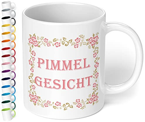 True Statements Lustige Tasse Pimmel Gesicht - Kaffeetasse mit Spruch als Geschenk - beidseitig bedruckt - spülmaschinenfest, innen weiss