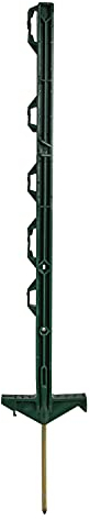 horizont Weidezaunpfähle Kunststoff 5 Stück grün, Höhe 71cm, Doppeltritt, Kunststoffpfahl mit Ösen für Bänder, Seile, Litzen, Weidezaunpfahl Kunststoffpfahl Weidezaun (71 cm, 5)