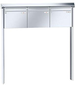 RENZ/Prisma / 3er Freistehende Briefkastenanlage Standbriefkasten / V4A-Edelstahl/Volumen 12 L/zum Einbetonieren/Dein-Briefkasten.de