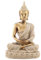 Jenngaoo Buddha Statue, Sitzende Buddha Schnitzfigur Handwerk Sandstein Buddha Statue für Heimdekoration Tischschmuck - 11 cm (Gold)