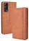 WEIOU Leather Folio Cover per VIVO Y72 5G, Custodia in Pelle PU Magnetica Libro Flip Portafoglio con [Funzione Stand]. Marrone