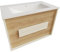 Atrios Modelo Hera Conjunto Baño con 2 Cajones y Tirador Lacado Blanco, Lavabo Porcelánico, Mueble MONTADO, Suspendido en Pared, Madera, Laminado Roble, 60 cm