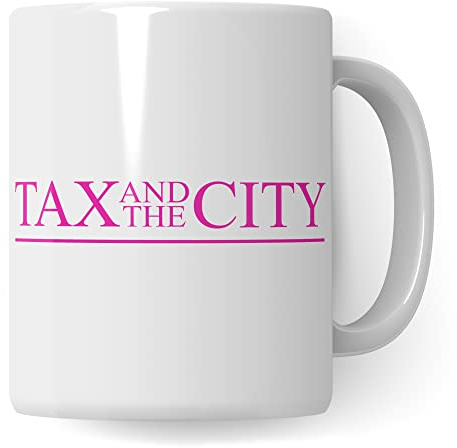 Steuerberaterin Tasse mit Spruch: Tax and the City - Geschenk Steuerberater Steuern Steuerfachangestellte Steuerfachwirtin Kaffeetasse - Steuerberatung witzig Keramik Kaffee-Becher in pink & weiß