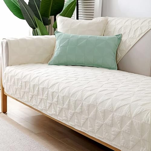 WYJHNLBEDC Sofa/Couch überzug/überwurf, Sofa überwurfdecke Baumwolle Sofabezug L Form/U Form/Ecksofa 3/2/1 Sitzer, Sofaschutz Hund Kratzschutz Katze Beige