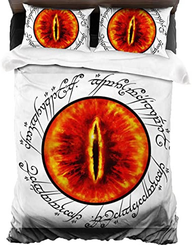 ANSSON The Lord of The Rings Bettwäsche 135x200cm,Der Herr der Ringe Kinder Bettbezug,Weiche Flauschige Bettbezüge und 2 Kissenbezug (135x200cm+80x80cmx2, Rings4)