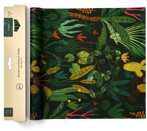Gaia Bienenwachstücher Rolle Bio - 100x30cm, Nachhaltiger Frischhaltefolien Ersatz, In Deutschland handgemacht, Wachstücher für Lebensmittel und Brot (Jungle)