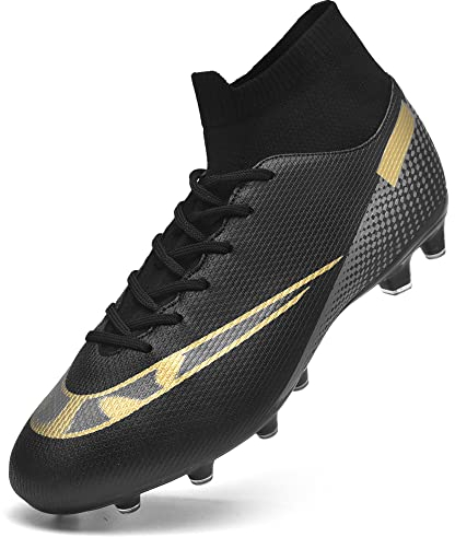 GOGOUP Fußballschuhe Herren High Top Spikes Jungen Fussballschuhe Outdoor Athletics Trainingsschuhe Professionelle Sport Fußball Stiefel 1-Schwarz 40 EU