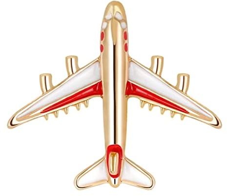 JGATW Broches Broche d'avion en Or en Alliage De Zinc Bleu Rouge Broche d'avion Bijoux Broche Broche Bijoux for Femmes Accessoires De Vêtement Décoration pour Vêtement (Color : Rot, Size : 3.5x4cm)