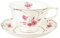 fanquare Tasse à Thé en Porcelaine Blanche avec Soucoupe, Rose Tasse à Thé pour Café, Latte, Espresso, 200ml