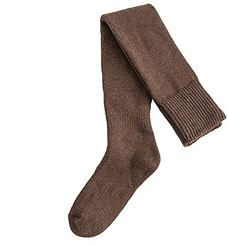 Calze al ginocchio da donna, calze lunghe per l'inverno, calde sopra il ginocchio, calze per stivali, scaldamuscoli alti, calze alte al ginocchio, calze in cotone, per ragazze e donne, marrone