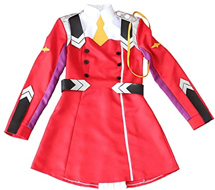 MAVNES Zero Two 02 Cosplay Kostüm Anime Rollenspiel Uniform Mit Hörnern Karneval Halloween Full Set,Red-M