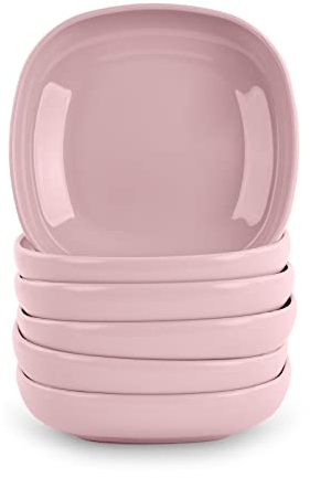 Juego de 6 Piezas de Vajilla Stilo con Acabado Brillante en Plástico Duro Reutilizable e Irrompible para Fiestas y Eventos. Rosa (Plato 13 cm)