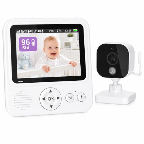 BURNNOVE Babyphone mit Kamera ohne WLAN, 2,8 Zoll IPS 720P, 96H VOX | Split Screen, Bewegungserkennung, Nachtsicht, Gegensprechfunktion, Temperaturüberwachung, 2-Wege-Audio, Schlaflieder