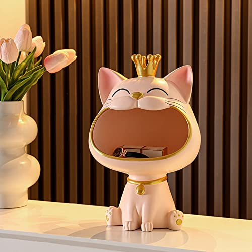 Biosa Aufbewahrungsbox für Katzenmodelle aus Kunstharz, Sammlungen, Kunsthandwerk, dekorative Katzenskulpturen, Heimdekoration für Wohnzimmer, Schrank, Light Pink, 9yg0gh9ua9rb4pt1