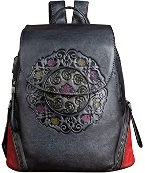 VVHUDA Retro-Lederrucksack für Damen, lässiger Rucksack mit hoher Kapazität, Leder-Umhängetasche zum Einkaufen, Reisen (Farbe: Grau) small Gift