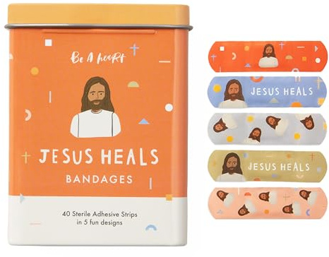 Be A Heart Jesus Heals Bandages for Kids Latex Free (2 Tins, 80ct)