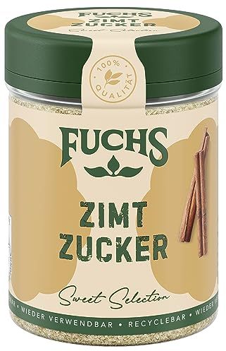 Fuchs Gewürze - Zimt Zucker - Klassiches Gewürz für Milchreis, Pfannkuchen oder Waffeln - aus natürlichen Zutaten - 100 g in wiederverwendbarer, recyclebarer Dose