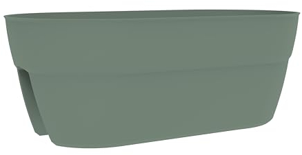 EDA - Jardinière Cavalière Osaka 19,5 L - Système de Fixation Simple et Breveté - pour Balcons et Rambardes - 56 x 30,1 x H.20,6 cm - Vert Laurier