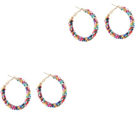 GALPADA 2 Paar Bunte Perlenohrringe Vintage Ohrschmuck Bonbonfarbene Ohrringe Ohrring Baumeln Runder Ohrentropfen Antiker Ohrring Statement-ohrring Frau Aufhänger Plastik Empfindlich
