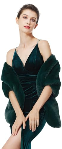 BEAUTELICATE Chal Estola de Pelo Mujer Boleros para Invierno Fiesta Novia Bodas(Verde Oscuro,talla única)