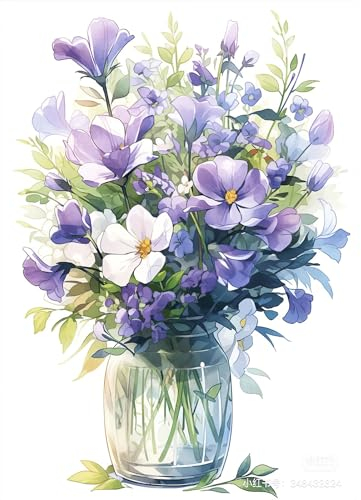 RICUVED Blume Diamond Painting Set,5D Diamant Painting Bilder Erwachsene Vase Diamond Painting Kinder, Full Drill Diamond Art Diamant Malerei Bilder Diamond Painting für Home Dekor 30x40cm