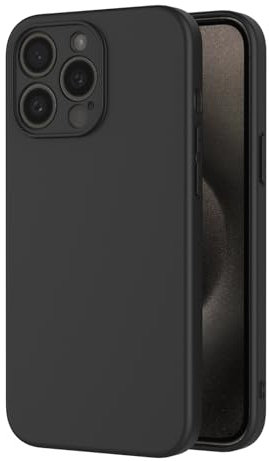 AICEK Compatible con Apple iPhone 15 Pro Max Cover, Silicone Custodia per iPhone 15 Pro Max Cover Molle di TPU Sottile Bumper Case Nero