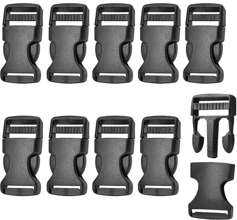 GVPOELR klickverschluss 10 Stück, Side Squeeze Buckle Ersatz Steckschnalle, Plastikschnalle für Gurtband, in Schwarz, Schnalle Reparatur, Größen zur Auswahl: 15mm, für Ersatz Steckverschluss