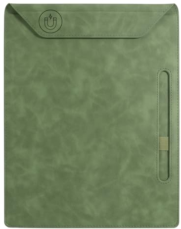 Pechor Magnetisches Klemmbrett A4 Leder PU Klemmbretter mit Stifthalter und magnetischen Clips, Grün