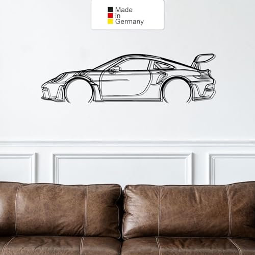 for Porsche GT3, Metall Wandbild, Wanddeko, Auto Silhouette, Metal Car Wall Art (Größe: 200 cm (78))