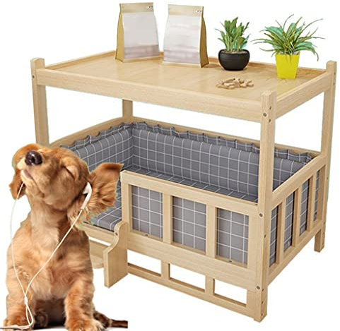 Massivholz Hundehütte Haustier Katzenbett Indoor Pet House Holz Nachttisch Haustierbedarf für Luxus Holzbett für Haustier Zuhause