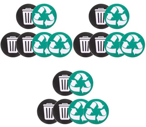 SHINEOFI 3sets Bin Stickers for Wheelie Bins Self-Adhesive Green Recycling Bins Stickers Easy Apply 6pcs*3
