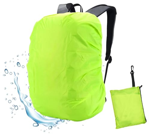 mauepersu Regenschutz für Rucksäcke Schulranzen, Wasserdichter Rucksack Regenhülle Regencape mit Reflektoren & Rutschfester Kreuz Schnallenriemen für Wandern, Camping, Radfahren (Grün, M(45L))
