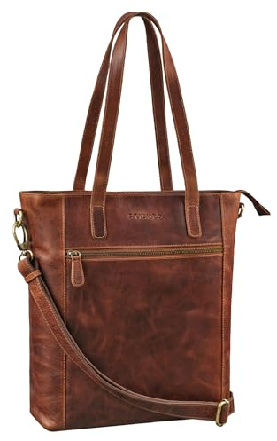 STILORD Layla Mittel-Große Handtasche Damen Leder Umhängetasche groß Lederhandtasche Echtleder Schultertasche Frauen Shopper Tasche Tote Bag Farbe:Prestige - braun
